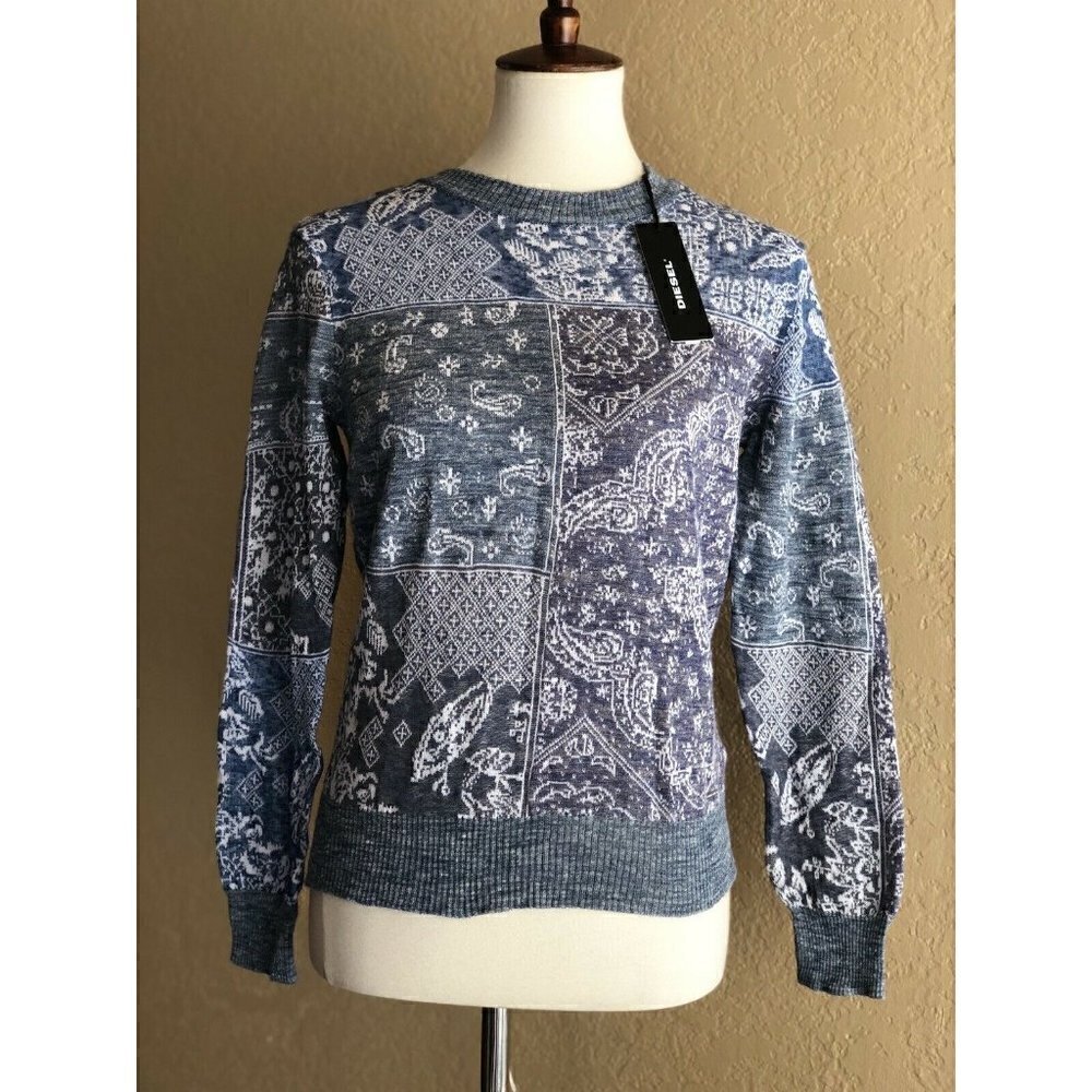 DIESEL Women's Blue M-bandana Sweater Size XS M L $178 DL9 - Picture 7 of 12